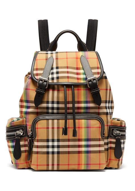 leather trim backpack burberry|Burberry vintage check backpack.